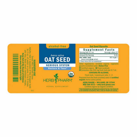 Herb Pharm, Oat Seed Alcohol-Free, 4 Oz Herb Pharm