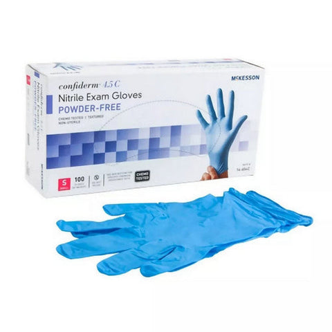 McKesson, Confiderm Nitrile Exam Glove Blue Textured Fingertips, 100 Count McKesson