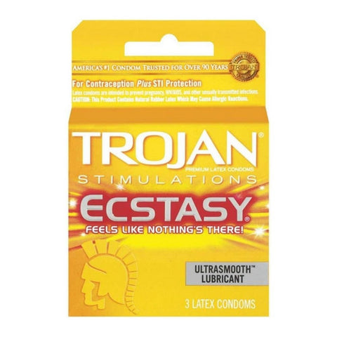 Trojan, Ecstasy Ultrasmooth Lubricant Condoms Ultra Ribbed, 3 Count
