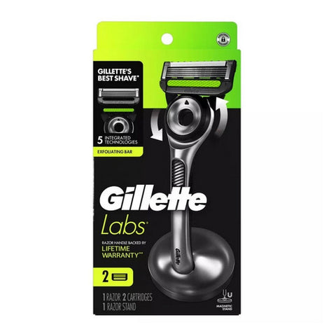 Gillette, Exfoliating Bar Razor + 2 Razor Blade Refills & Premium Magnetic Stand, 1 Count