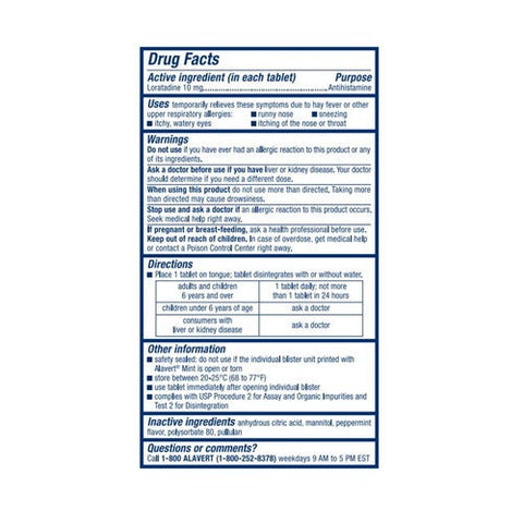 Alavert, Allergy 24 Hour Relief Fresh Mint Flavor, 60 Tabs Alavert
