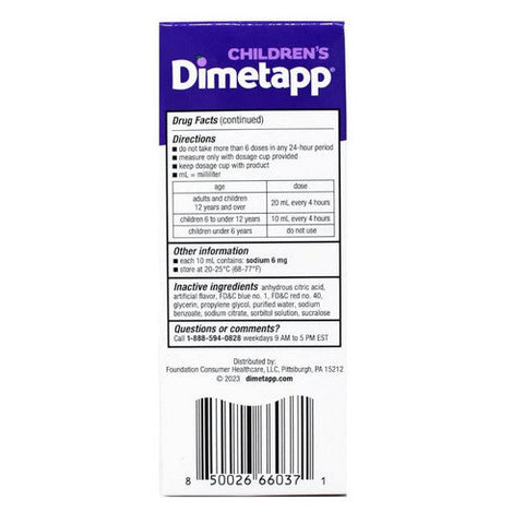 Dimetapp, Children's Cold And Allergy Liquid Grape, 4 Oz Dimetapp