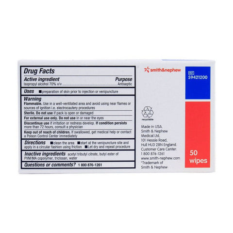 Smith & Nephew, I.V. PREP Antiseptic Wipes, 50 Count