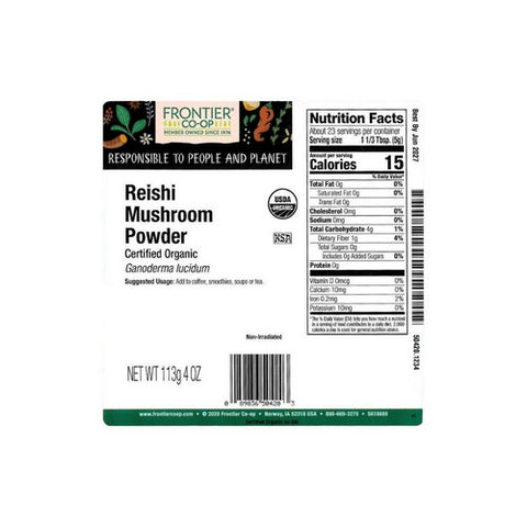 Frontier Co-op, Frontier Coop Organic Reishi Mushroom Powder, 0.25 Lb