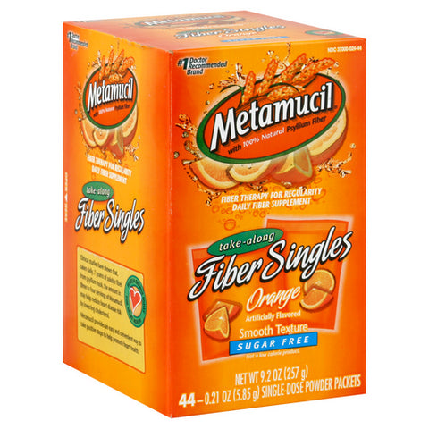 Metamucil, Fiber Supplement Take Along Singles Powder Sugar Free Orange, 44 Count (Case Of 6)