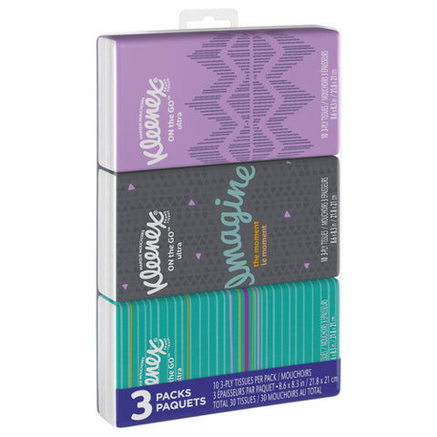 Kleenex, On The Go Facial Tissues Travel Size Packet 3-ply, 3 Pk