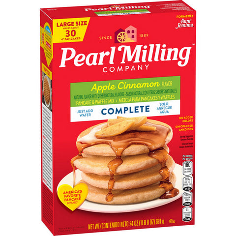 Pearl Mil, Apple Cinnamon Complete Pancake And Waffle Mix Large Size, 24 Oz (Case Of 10)