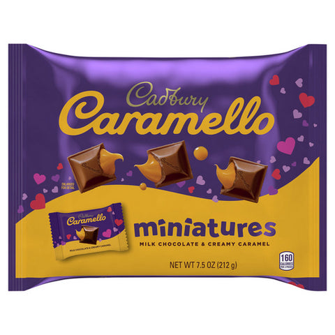 Cadbury, Valentine's Day Candy Miniatures Milk Chocolate Caramel Bag, 7.5 Oz (Case Of 16)