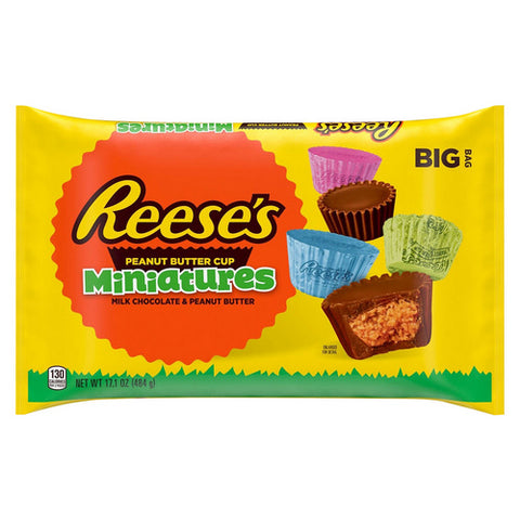 Reese's, Miniatures Milk Chocolate Peanut Butter Cups Candy Easter Big Bag, 17 Oz (Case Of 24)