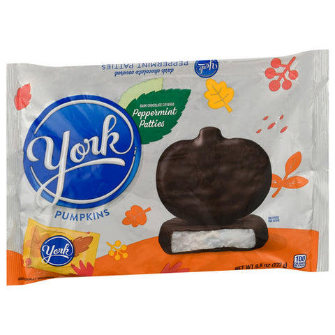York, Pumpkins Dark Chocolate Covered Peppermint Patties, 9.6 Oz (Case Of 24)