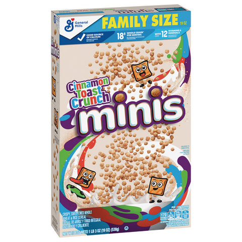 Cinnamon Toast Crunch, Cinnamon Toast Crunch Mini's Breakfast Cereal Family Size, 19 Oz (Case Of 10)