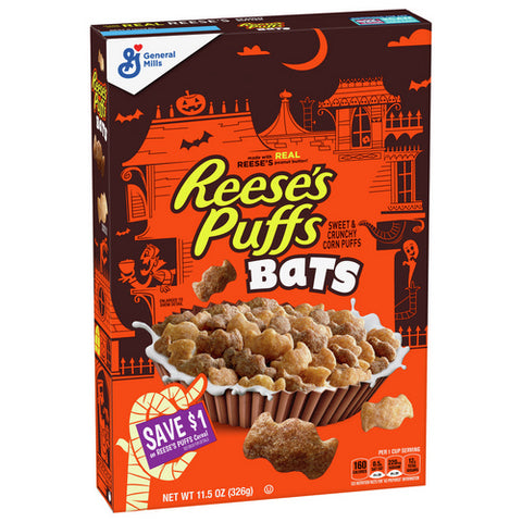 General Mills, Puffs Bats Chocolatey Peanut Butter Cereal Kids Breakfast, 11.5 Oz (Case Of 12)
