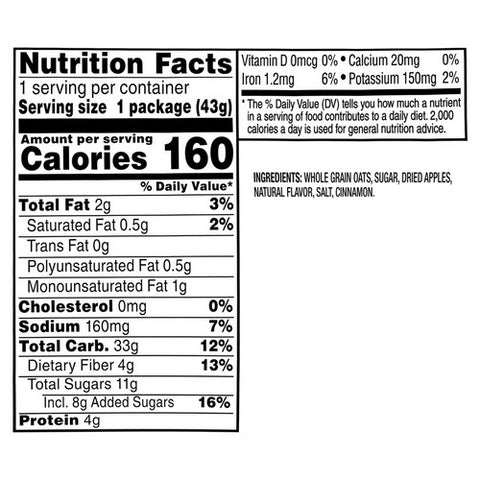 Quaker, Instant Oatmeal Apples And Cinnamon, 6 Oz (Case Of 6)