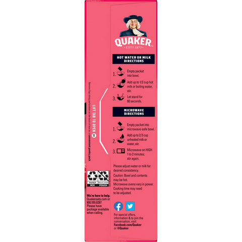 Quaker, Instant Oatmeal Fruit Fusion Raspberry Strawberry, 8.4 Oz (Case Of 6)
