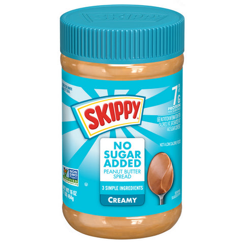 Skippy, Creamy Peanut Butter Spread No Sugar Added, 16 Oz (Case Of 12)