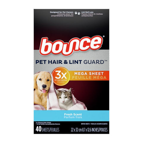 Bounce, Pet Hair And Lint Guard Dryer Sheets Fresh Scent, 40 Count (Case Of 6)