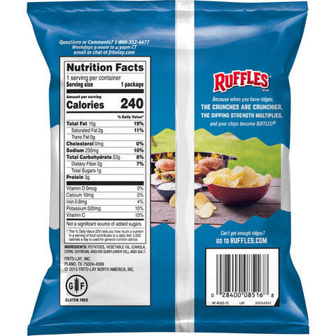 Ruffles, Original Potato Chips, 1.5 Oz (Case Of 64)