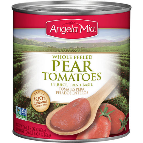 Angelamia, Whole Peeled Pear Tomatoes, 102 Oz (Case Of 6)