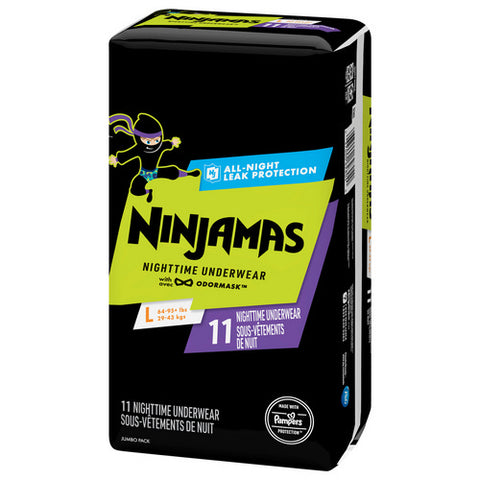 Ninjamas, Boys Nighttime Underwear Large 64-95+ Pounds, 11 Count (Case Of 4)