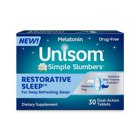 Unisom, Simple Slumbers Restorative Sleep Dual Action Tablets, 30 Count (Case Of 4)