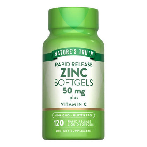 Nature's Truth, Zinc Plus Vitamin C Rapid Release Liquid, 50 Mg, 120 Softgels Nature's Truth