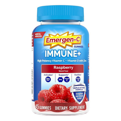 Immune+ Triple Action Immune Support Gummies Raspberry 45 Gummies by Emergen-C