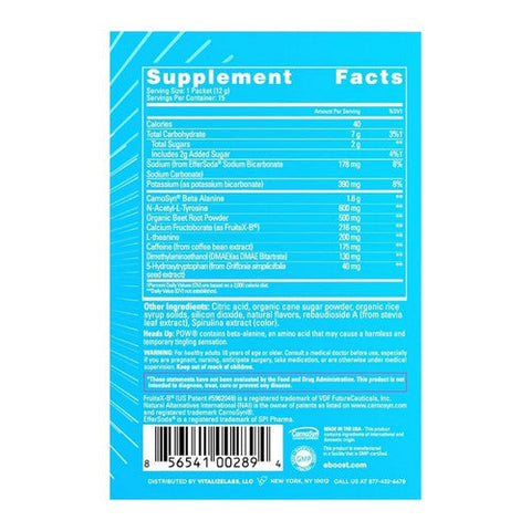 Eboost, Pre Workout Powder Blue Raspberry, 6.34 Oz Eboost