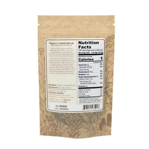 Celebration Herbals, Organic Lemon Balm Leaf Cut And Shifted, 40 Grams Celebration Herbals