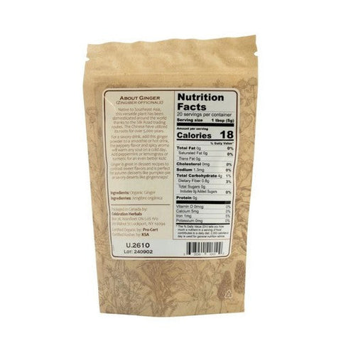 Celebration Herbals, Organic Ginger Root Powder, 100 Grams Celebration Herbals