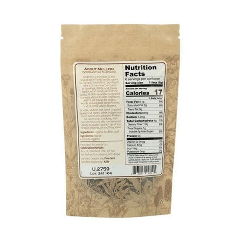 Celebration Herbals, Organic Mullein Leaf Cut And Shifted, 32 Grams Celebration Herbals