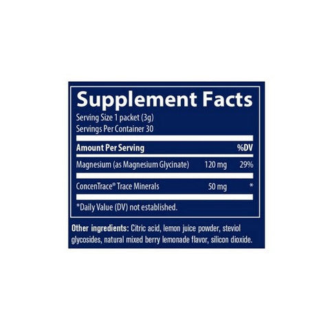 Trace Minerals, Magnesium Glycinate Stick Pack Mixed Berry Lemonade, 120 Mg, 30 Count Trace Minerals