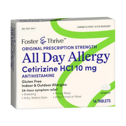All Day Allergy Cetirizine HCI 14 Tabs by Foster And Thrive