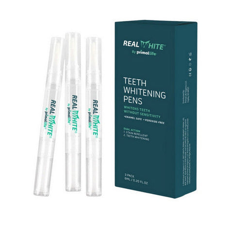 Primal Life Organics, Real White Teeth Whitening Pens, 3 Pack Primal Life Organics