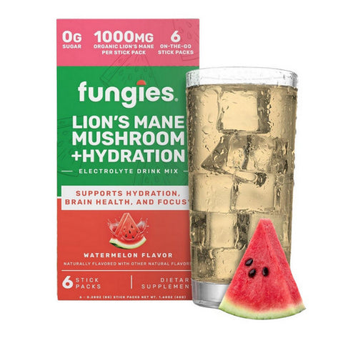 Lions Mane Mushroom + Hydration Drink Mix Watermelon 6 Sticks by Fungies