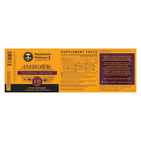 Herb Pharm, Mushroom Wellness Everyday 10, 90 Count Herb Pharm