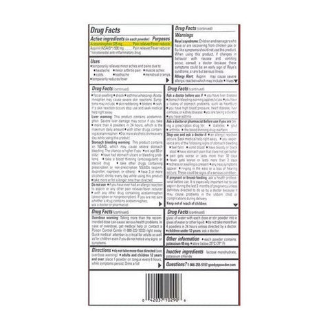 Goody's, Back And Body Pain Reliever Powder Packs, 24 Count Goody's