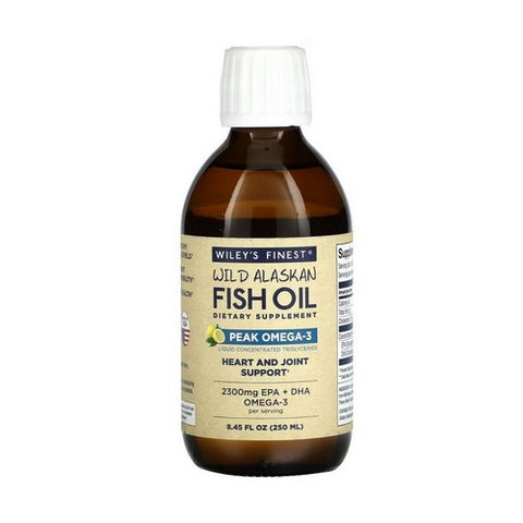 Wild Alaskan Fish Oil Peak Omega-3 Liquid Natural Lemon 8.45 Oz by Wiley's Finest