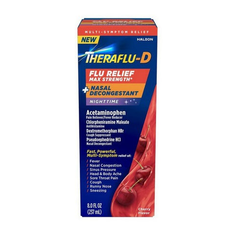 Theraflu-D Nighttime Flu Relief And Nasal Decongestant Cherry 8 Oz by Excedrin