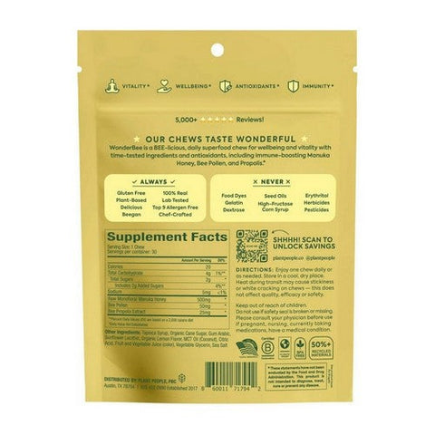 Plant People, WonderBee Honey Lemon Chews, 30 Count Plant People