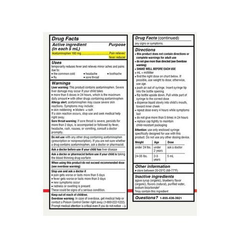 Genexa, Infants Pain And Fever Acetaminophen Drops Ages 2-3 Blueberry, 2 Oz Genexa