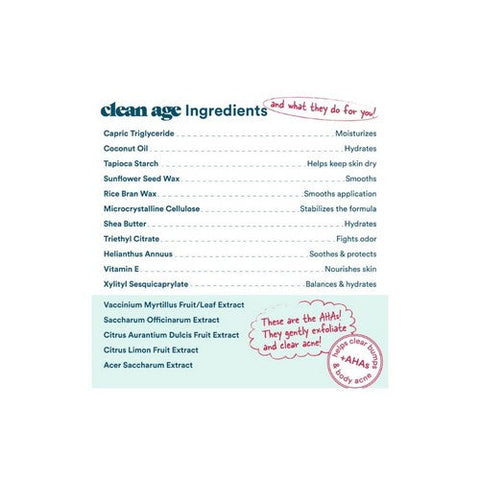 Clean Age, AHA Solid Deodorant For Teens Oasis, 2.25 Oz Clean Age