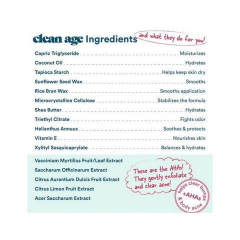 Clean Age, AHA Solid Deodorant For Teens Waves, 2.25 Oz Clean Age