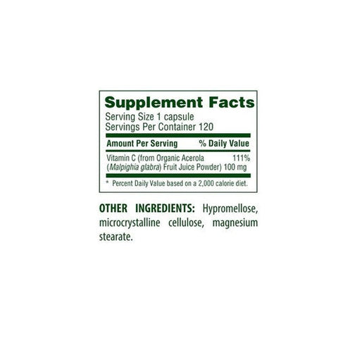 Flora, Acerola Natural Vitamin C, 120 Veg Caps Flora