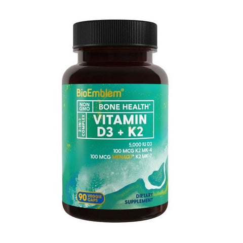 BioEmblem, Vitamin D3 Plus K2, 90 Veg Caps BioEmblem