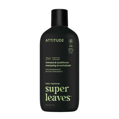 Attitude, Men's Matcha And Bergamot Fortifying 2-In-1 Shampoo & Conditioner, 14 Oz Attitude