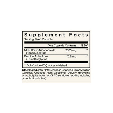 Codeage, Liposomal NMN And Betaine Anhydrous TMG Supplement NAD Plus Precursor, 30 Veg Caps Codeage
