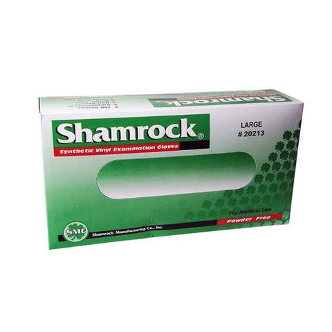 Shamrock, Powder Free Clear Vinyl Large Examination Gloves, 100 Count Shamrock