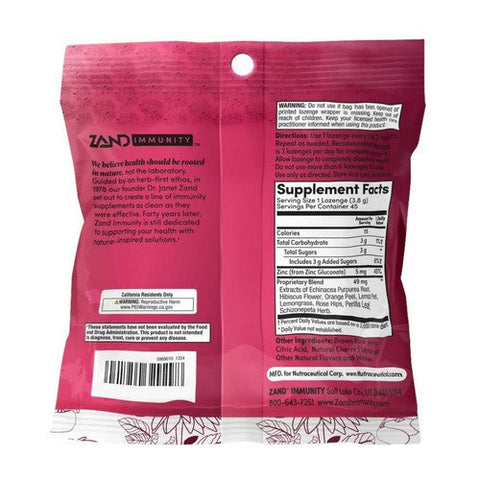 Zand, Immunity Cherry Echinacea Zinc Throat Lozenges, 50 Count Zand