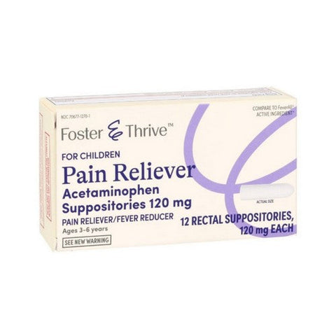 Foster And Thrive, For Children Pain Reliever Acetaminophen, 120 Mg, 12 Count Foster And Thrive