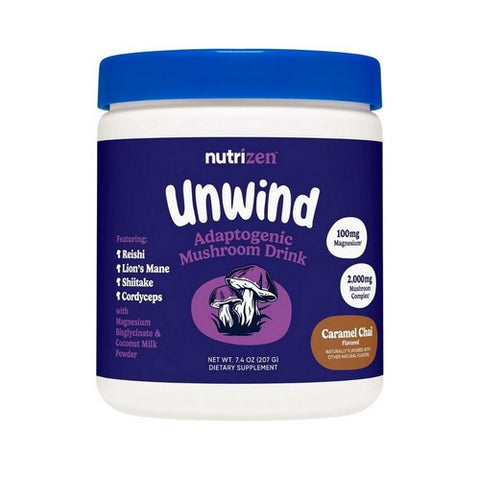 Nutrizen PM Unwind Adaptogenic Mushroom Drink Caramel Chai 7.4 Oz / 30 Servings by Nutricost
